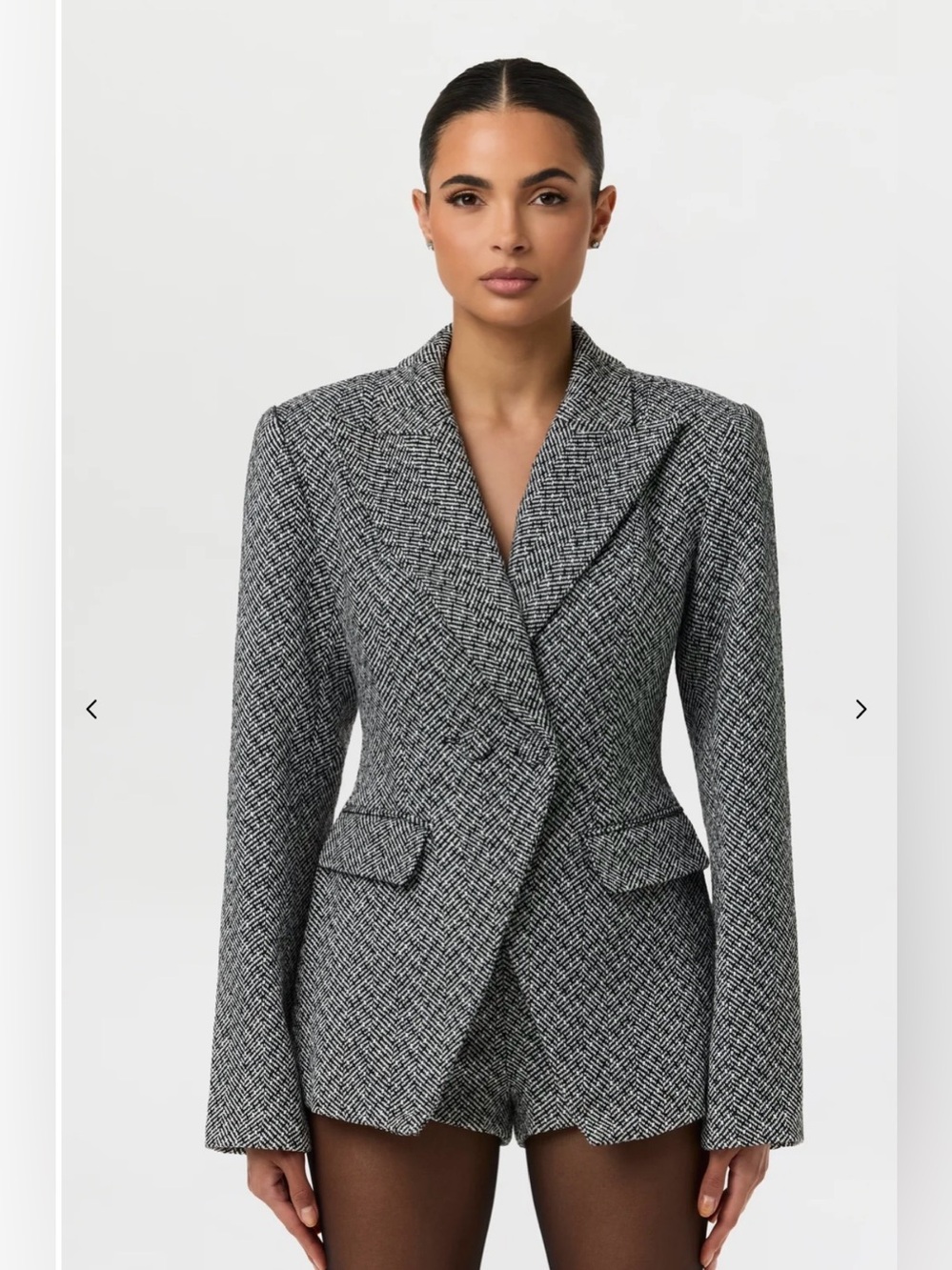 Naked Wardrobe Chevron Suited Blazer